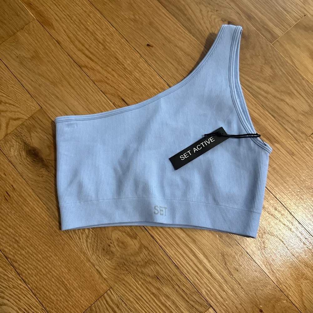 SET Active Women's Light Blue Asymmetric Tank Top